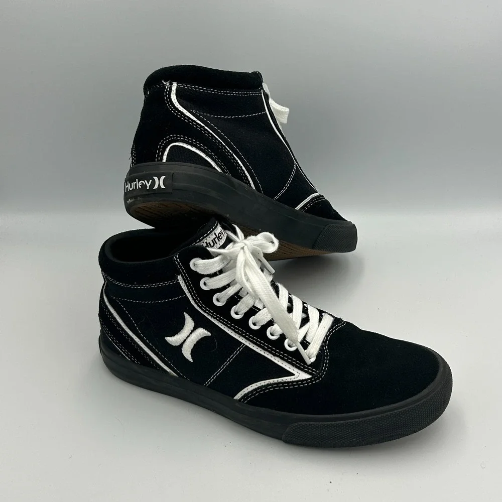 Hurley Men's 8 Skate Shoes‎ Canvas Lace Up High Top Kayo Chukka Black White 90s